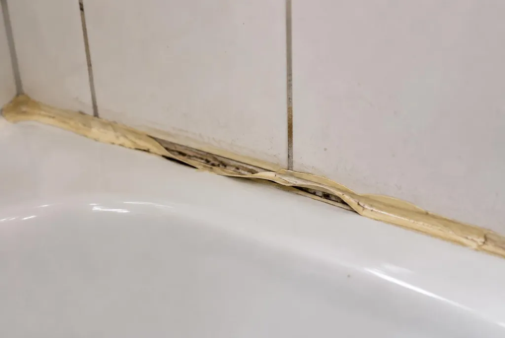 Kitbedrijf Bergschenhoek – loslatende kit naast het bad